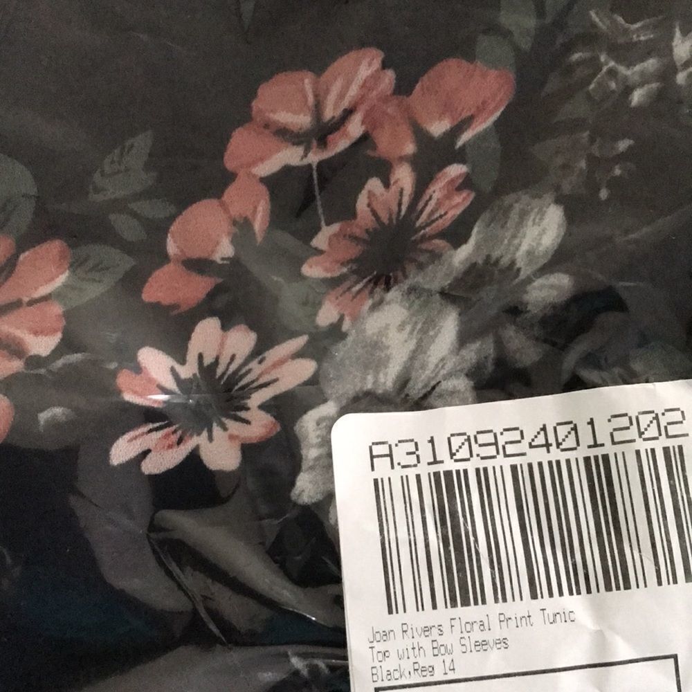 Joan Rivers Floral Print Tunic Top with Bow Sleeves - Picture 6 of 6
